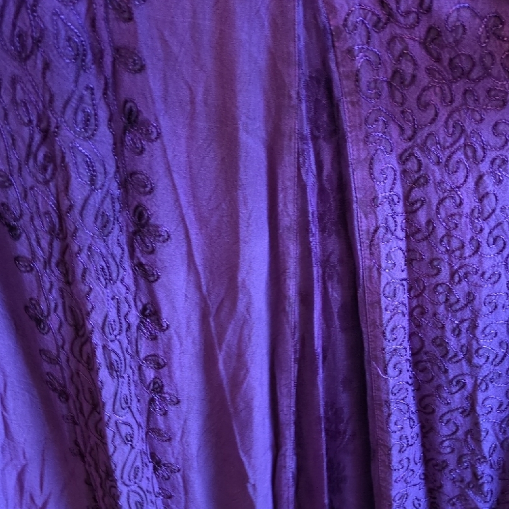 Purple Embroidered Women's Maxi Dress - Boho Scoop Neck - Picture 4 of 12